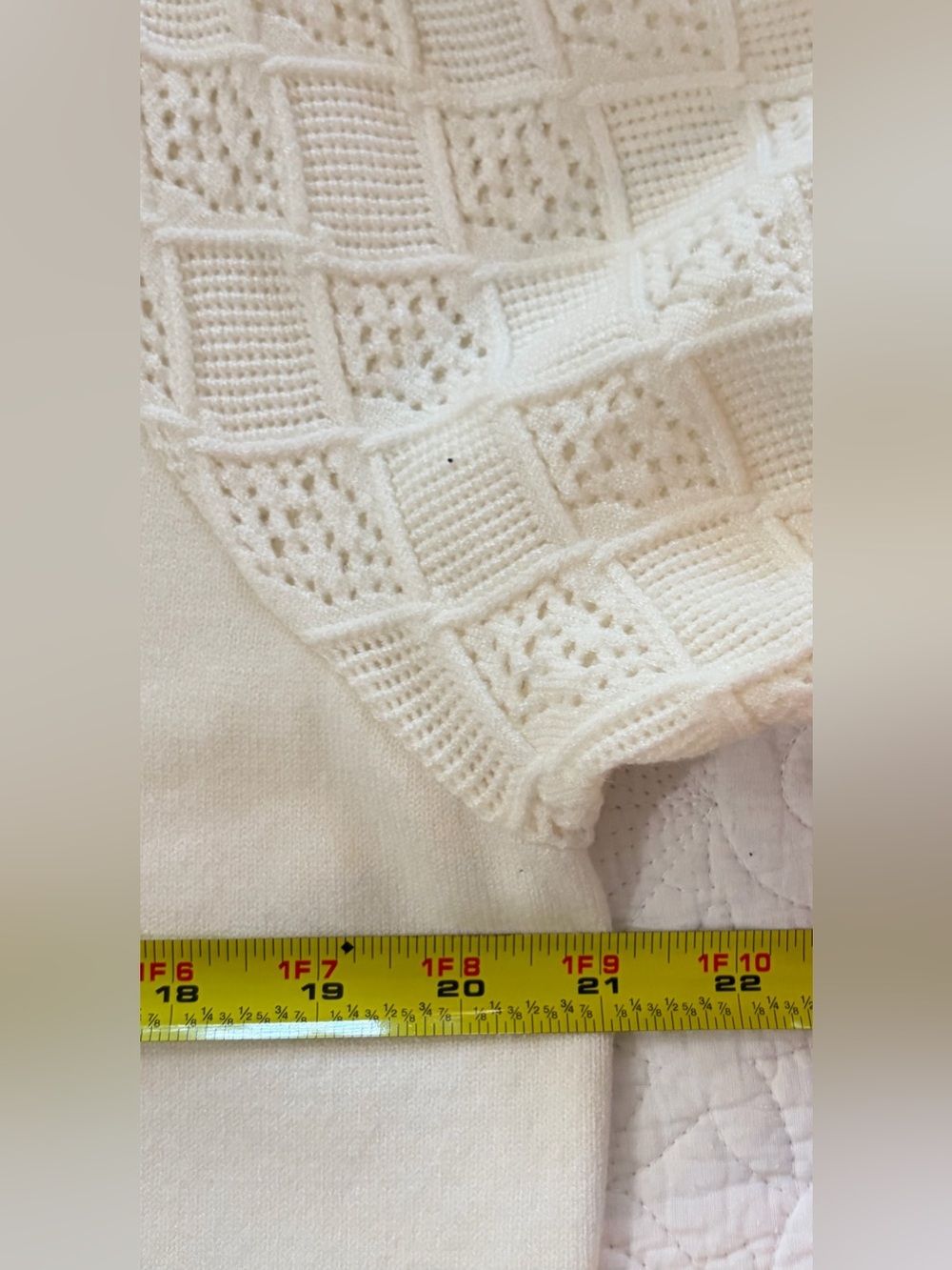 NWOT SZ XL Adrianna Papell Ivory Knit Polo Top with Crochet Sleeves - Picture 4 of 6